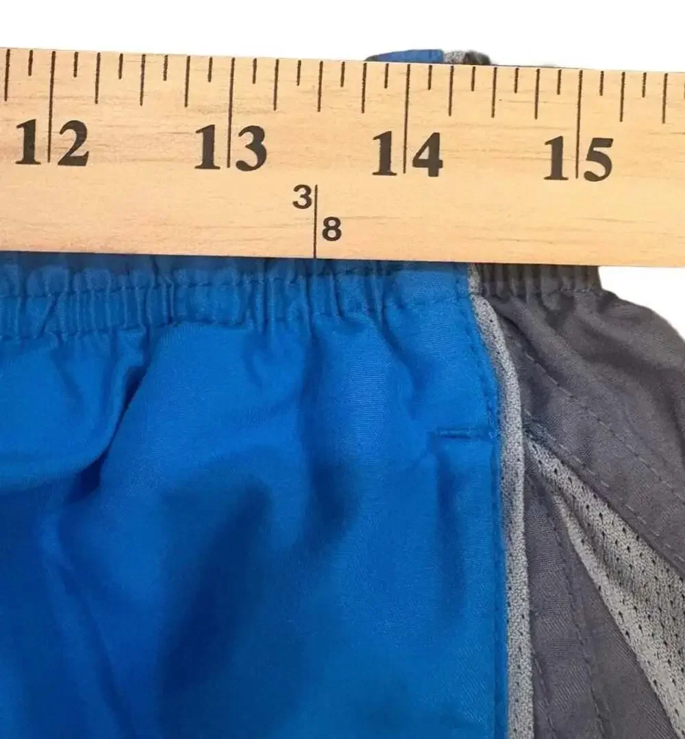 Nike Mens Lined Swim Trunks Blue Gray Running Shorts Pockets Drawstring Size L